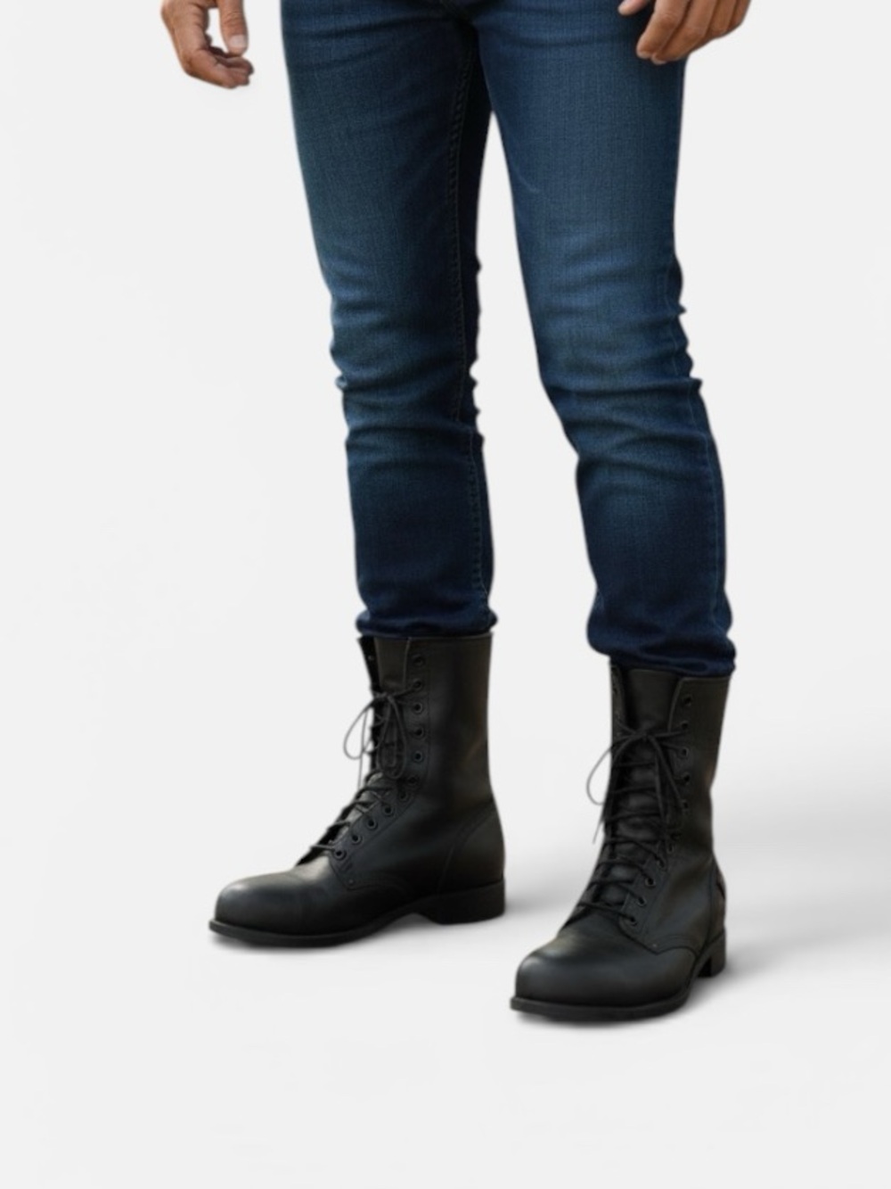 Classic Harley Davidson Black Leather Lace-Up Boots